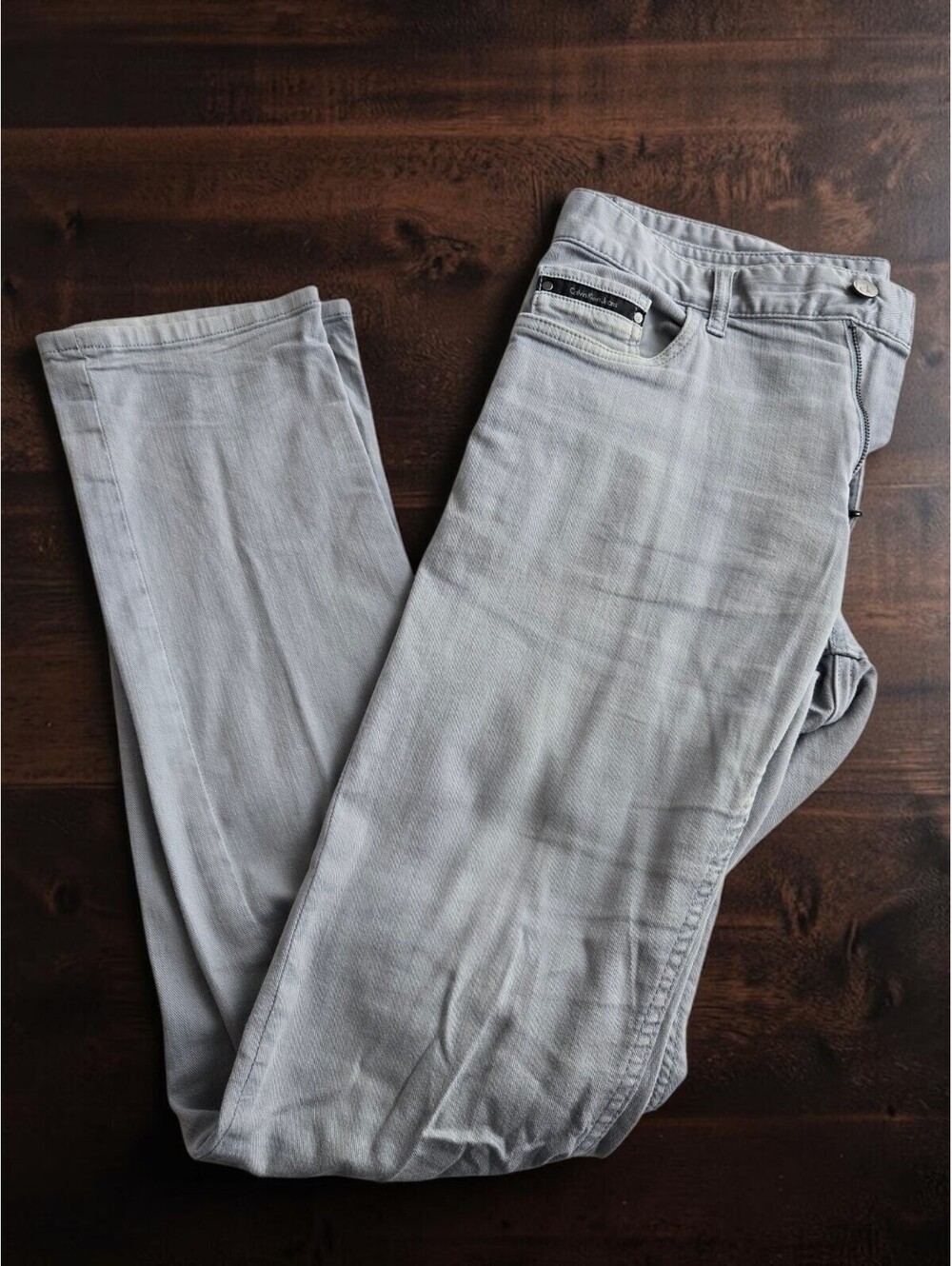 Calvin Klein Jeans Slim Fit Light Gray Men's 32x34 Stretch Denim